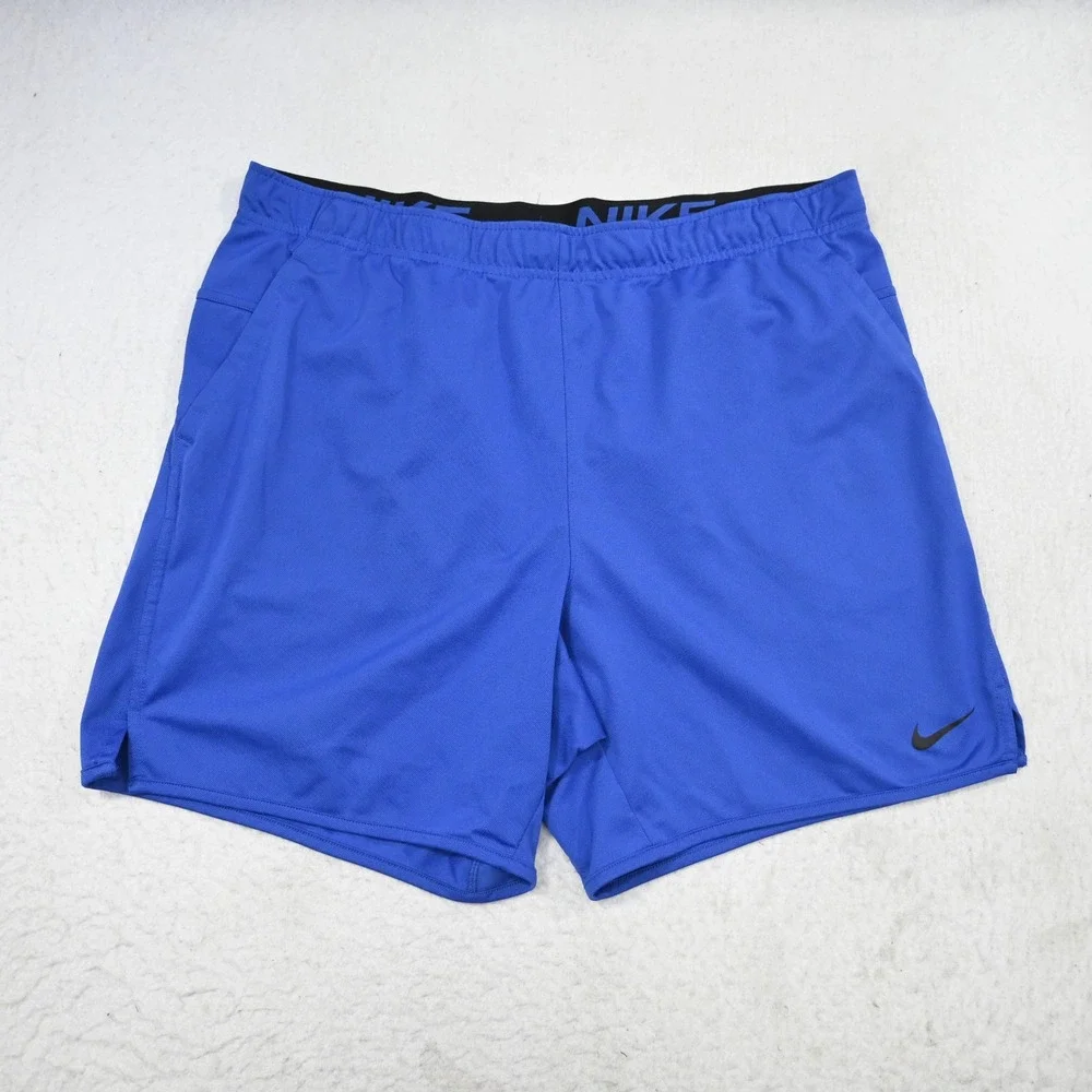 Nike Athletic Shorts Mens XL Blue Dri-FIT Elastic Waist‎ Pockets Training Gym 7